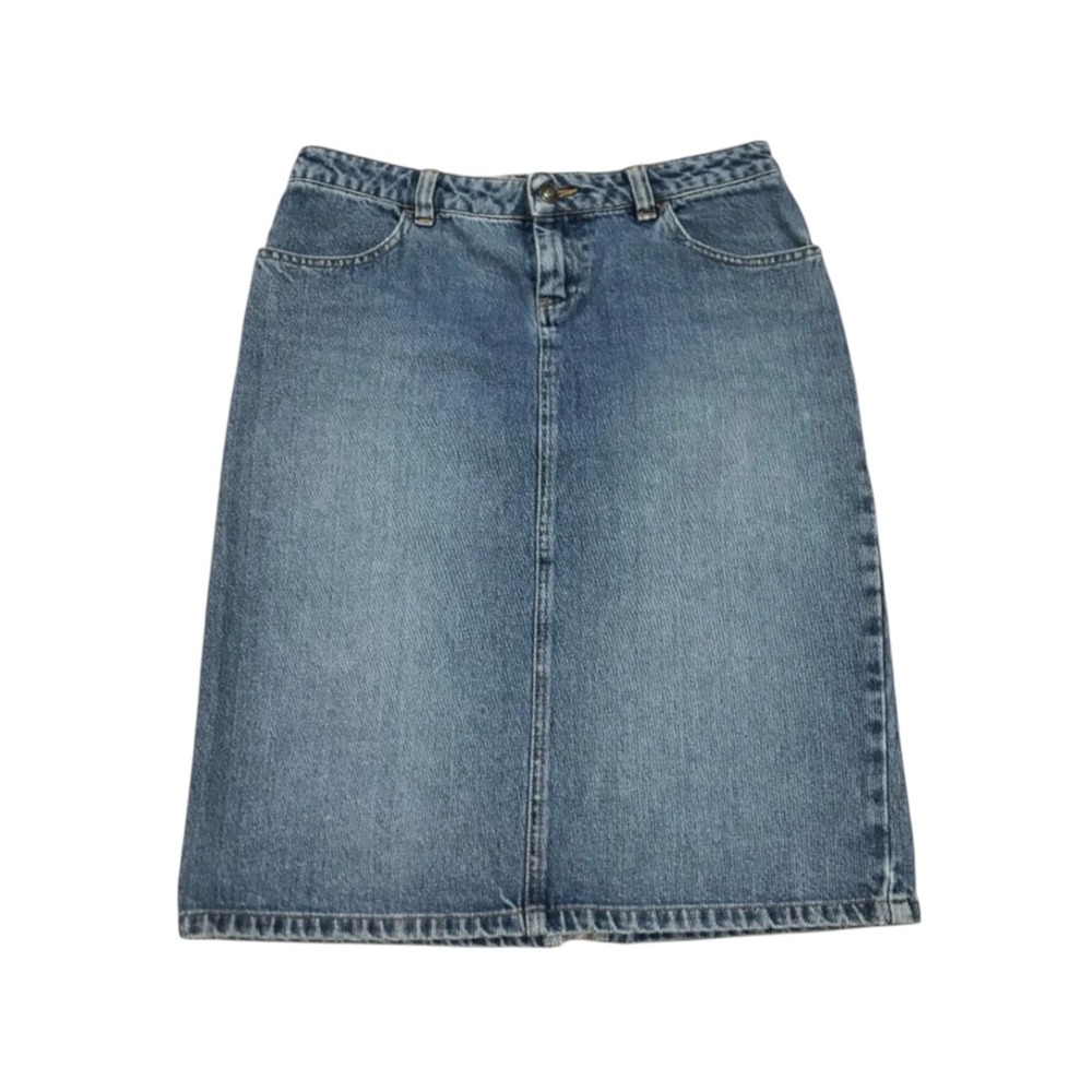 Vintage Y2K OLD NAVY DENIM SKIRT Knee Length BARE BACK Back Split Pencil SIZE 8